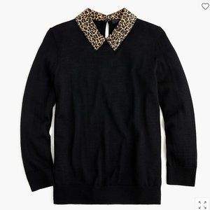 J. Crew Tippi sweater with leopard collar NWOT S